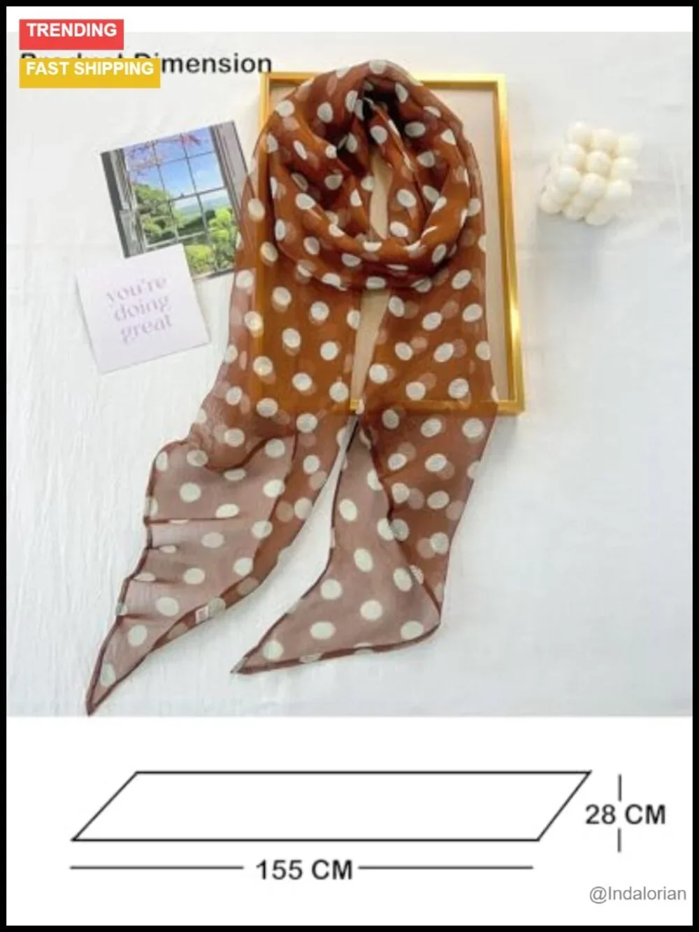 Chiffon Polka Dot Scarf - Lightweight Neck Scarf Head Wrap Versatile Styling